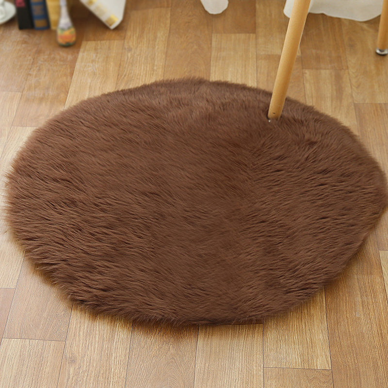 Minimalist Solid Round Area Rug Comfort Modern Shag Area Carpet Polypropylene Friendly Washable Indoor Carpet for Home Decor