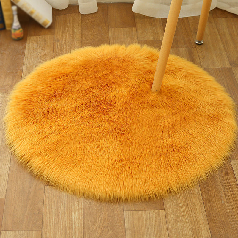 Minimalist Solid Round Area Rug Comfort Modern Shag Area Carpet Polypropylene Friendly Washable Indoor Carpet for Home Decor