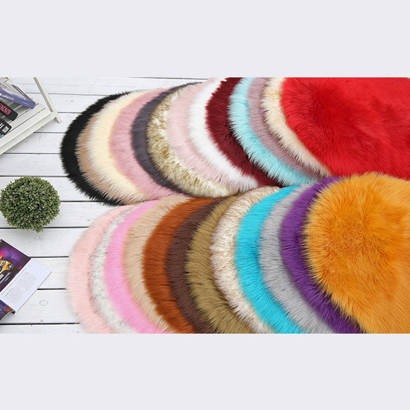 Minimalist Solid Round Area Rug Comfort Modern Shag Area Carpet Polypropylene Friendly Washable Indoor Carpet for Home Decor