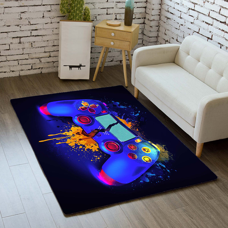 Black Tone Modern Area Carpet Polyester 3D Game Machine Print Indoor Rug Easy Care Carpet for Living Room