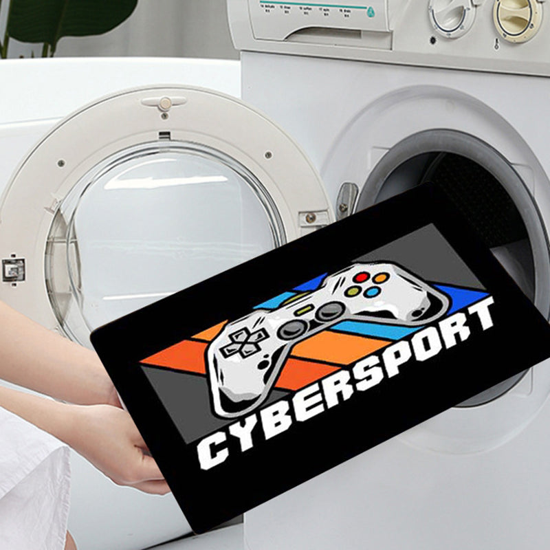 Black Tone Modern Area Carpet Polyester 3D Game Machine Print Indoor Rug Easy Care Carpet for Living Room