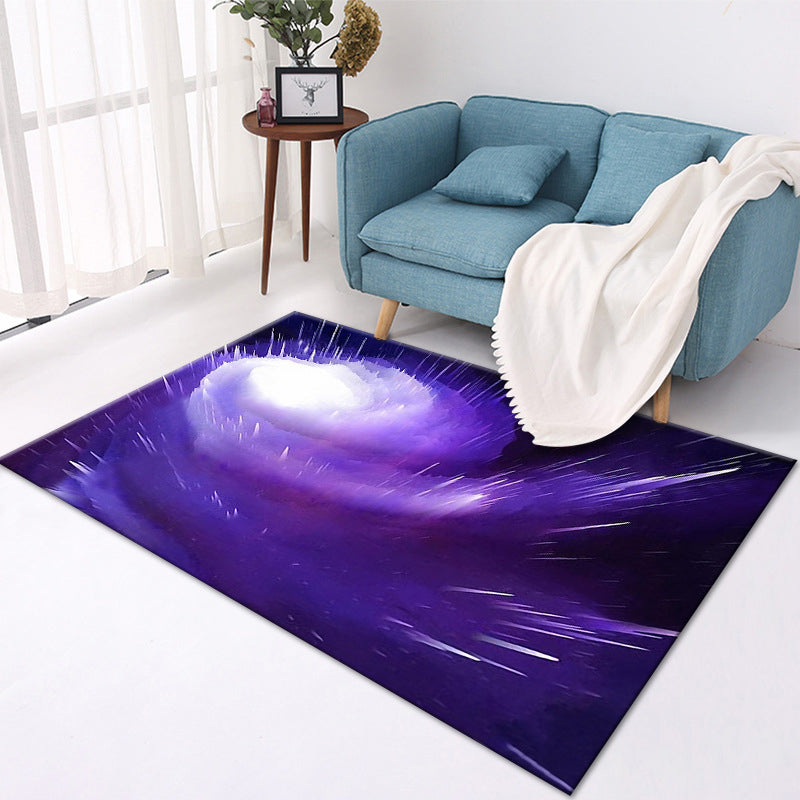 Color Mixed Creative Area Carpet Polyester Smoky Cloud Print Indoor Rug Anti-Slip Backing Carpet for Living Room