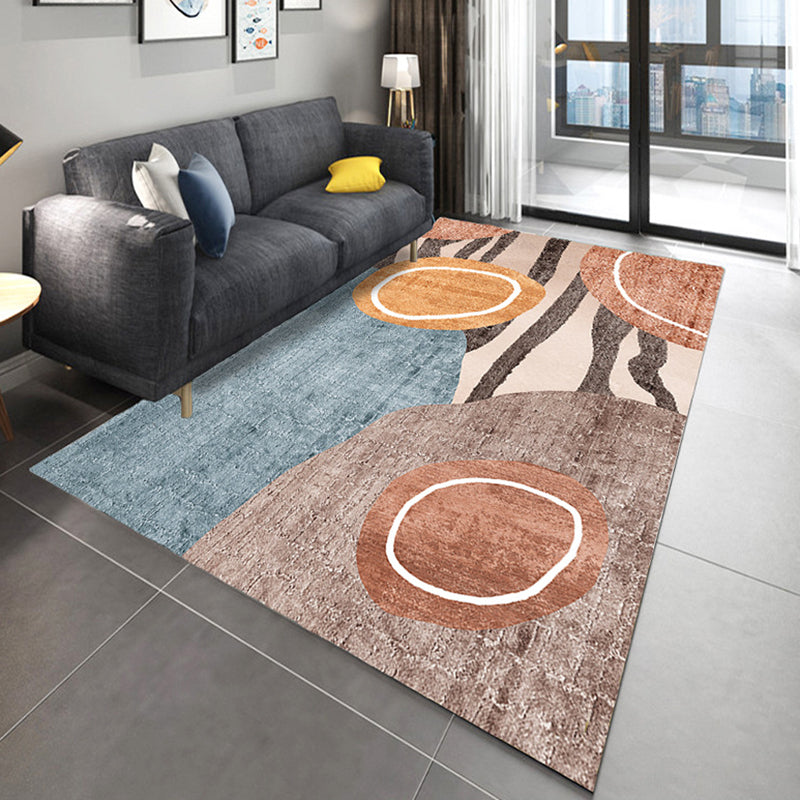 Multicolor Color Block Rug Polyester Minimalist Carpet Non-Slip Backing Indoor Rug for Living Room