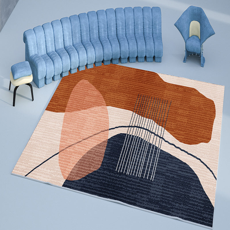 Multicolor Color Block Rug Polyester Minimalist Carpet Non-Slip Backing Indoor Rug for Living Room