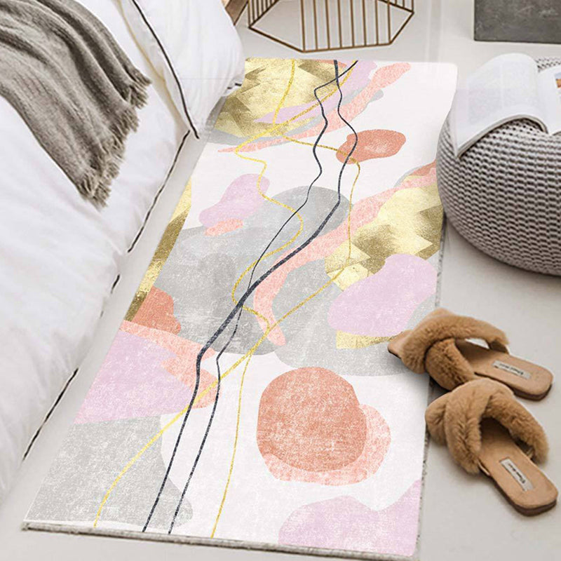Creative Abstract Art Indoor Rug Whitewashed Color-block Area Carpet Polyester Anti-Slip Backing Carpet for Home Decoration