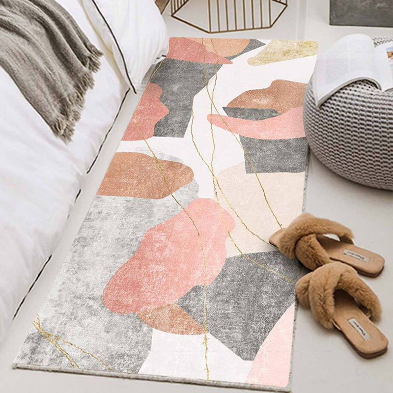 Creative Abstract Art Indoor Rug Whitewashed Color-block Area Carpet Polyester Anti-Slip Backing Carpet for Home Decoration