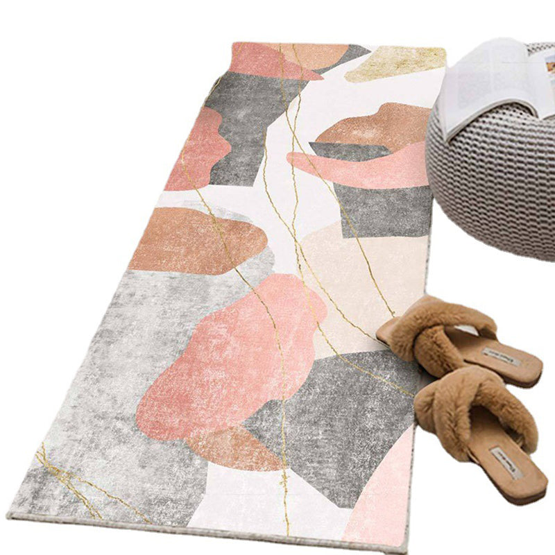 Kreative abstrakte Kunst Indoor Teppich weiß getünschtes Farbblockbereich Teppichpolyester Anti-Rutsch-Rückschlag Teppich für die Heimdekoration
