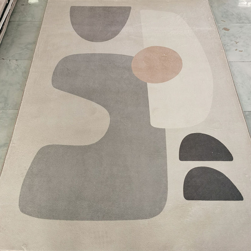 Nordischer Teppich mit unregelmäßigem Farbblockmuster, aprikosenfarbener Polyester-Teppich, schmutzabweisender Innenteppich für Heimdekoration