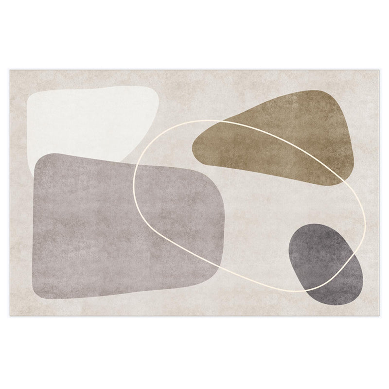 Nordic Irregular Color Block Pattern Rug Apricot Tone Polyester Carpet Stain Resistant Indoor Rug for Home Decor