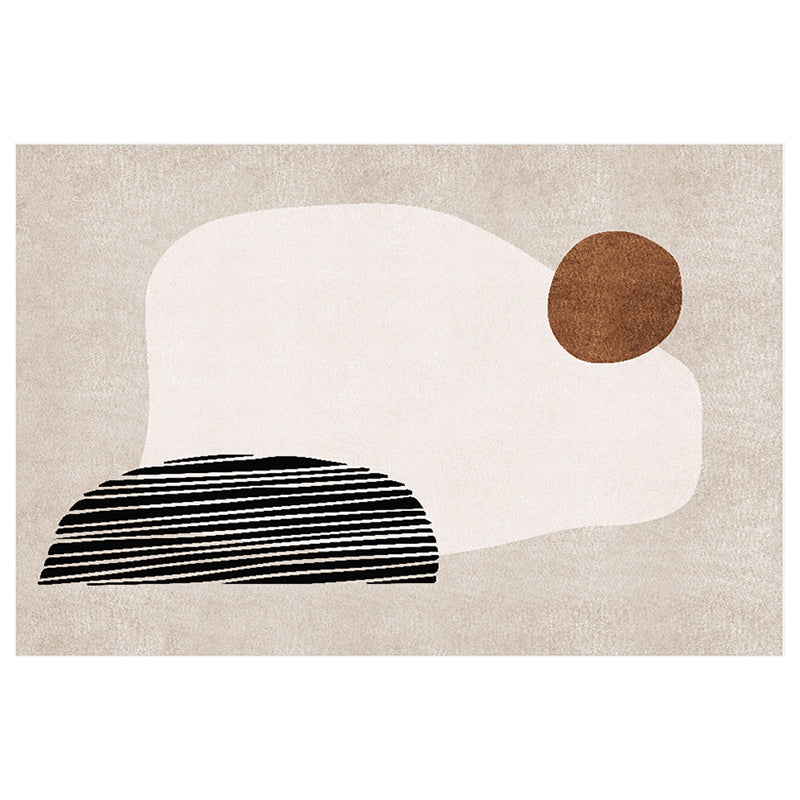 Nordic Irregular Color Block Pattern Rug Apricot Tone Polyester Carpet Stain Resistant Indoor Rug for Home Decor