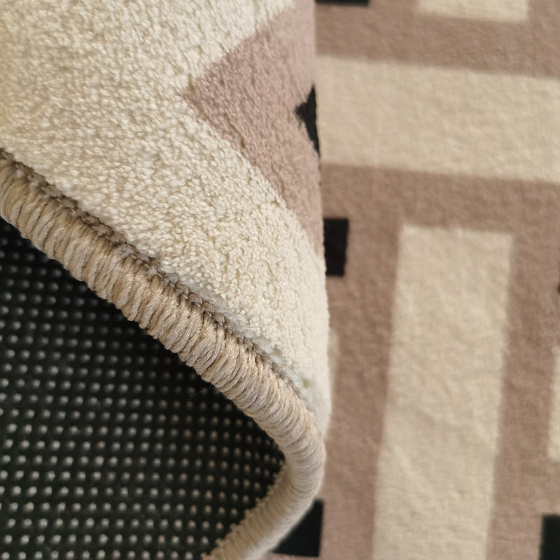 Nordischer Teppich mit unregelmäßigem Farbblockmuster, aprikosenfarbener Polyester-Teppich, schmutzabweisender Innenteppich für Heimdekoration
