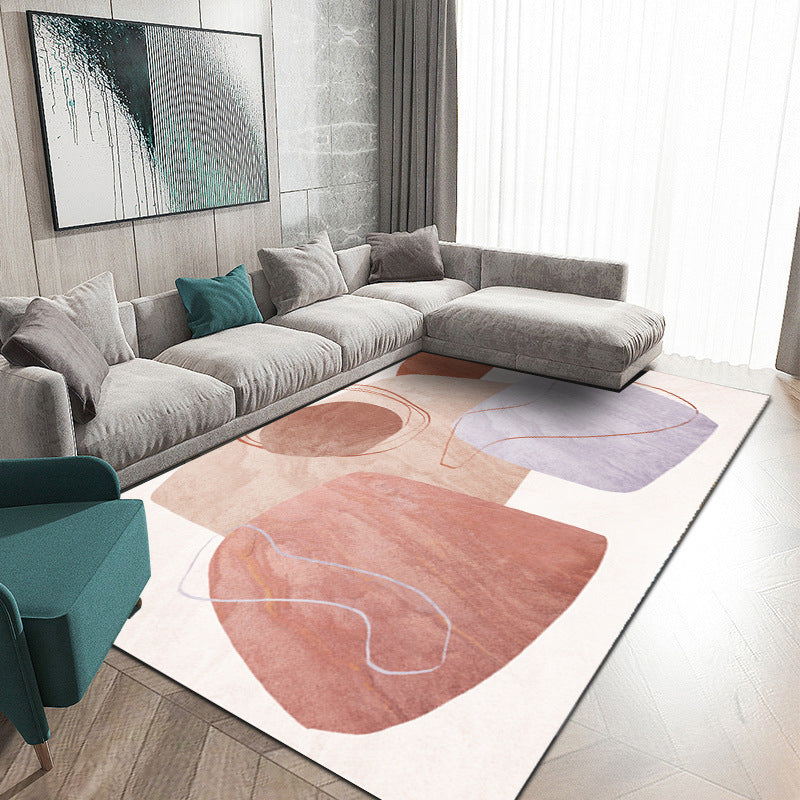 Multicolor Modern Area Carpet Polyester Irregular Color Block Print Indoor Rug Easy Care Carpet for Living Room