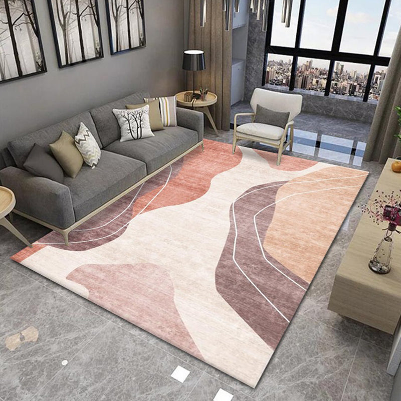 White Tone Home Decoration Carpet Simple Color Block Printed Area Rug Polyester with Non-Slip Backing Rug
