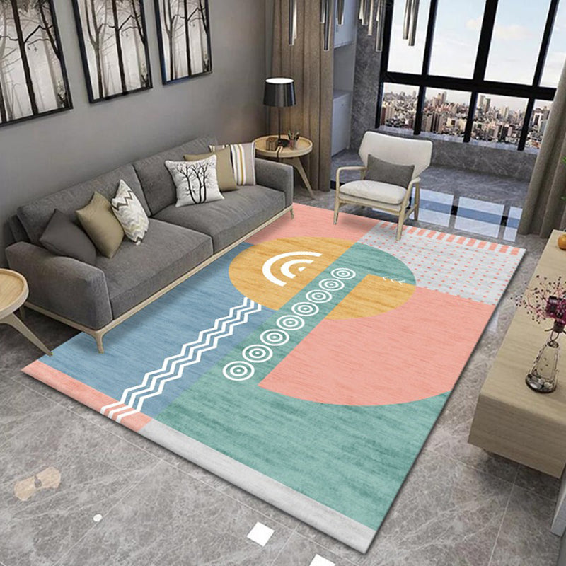 White Tone Home Decoration Carpet Simple Color Block Printed Area Rug Polyester with Non-Slip Backing Rug