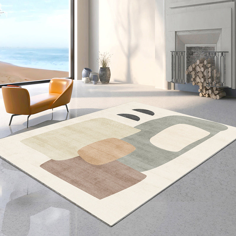 Apricot Tone Modern Indoor Rug Polyester Irregular Color Block Print Carpet Easy Care Rug for Home Decoration