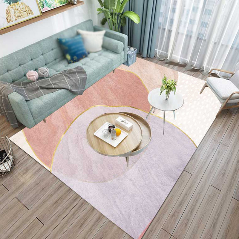 Apricot Tone Modern Indoor Rug Polyester Irregular Color Block Print Carpet Easy Care Rug for Home Decoration