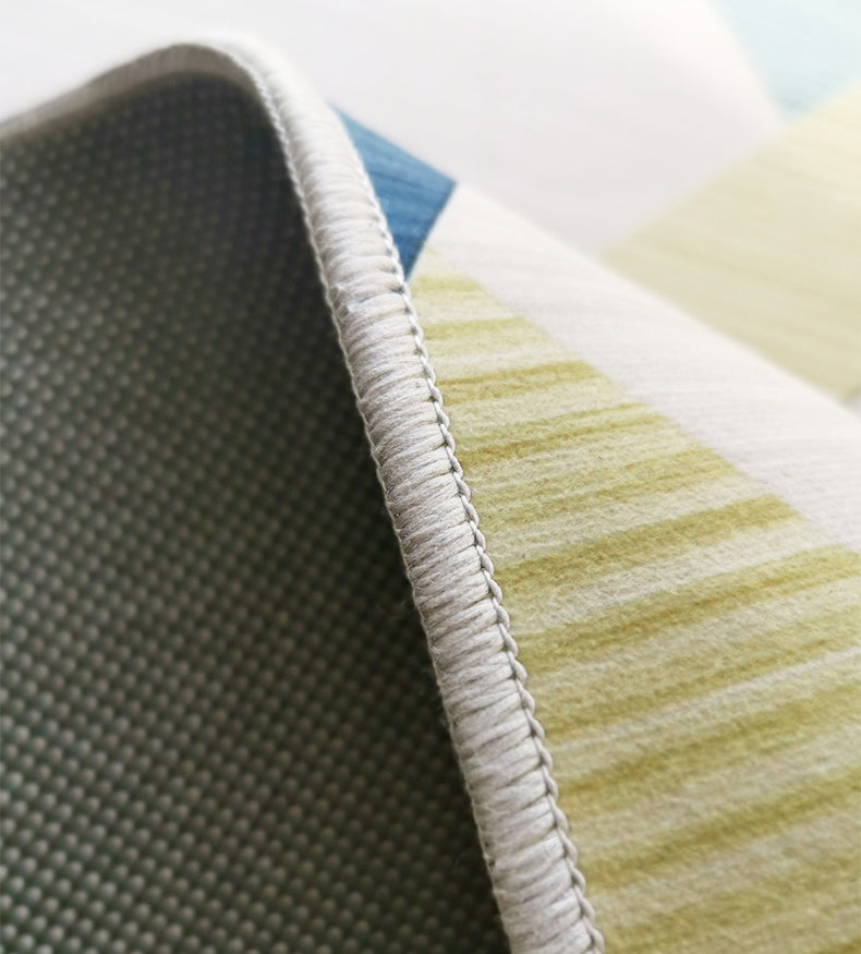 Aprikosenfarbener moderner Innenteppich aus Polyester mit unregelmäßigem Farbblockdruck, pflegeleichter Teppich für die Heimdekoration
