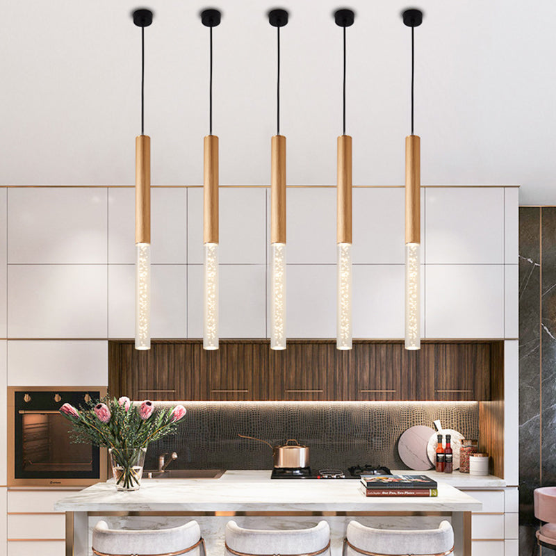 Lámpara colgante de LED acrílico de burbujas de aire 23.6 "H Minimalismo Nórdico Estilo Cilíndrico Luz colgante para comedor