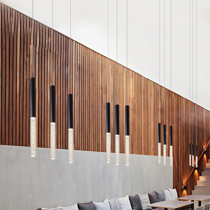 Luchtbubbel acryl stok led hanger lamp 23.6 "H Noordse minimalisme stijl cilindrisch hanglicht voor eetkamer