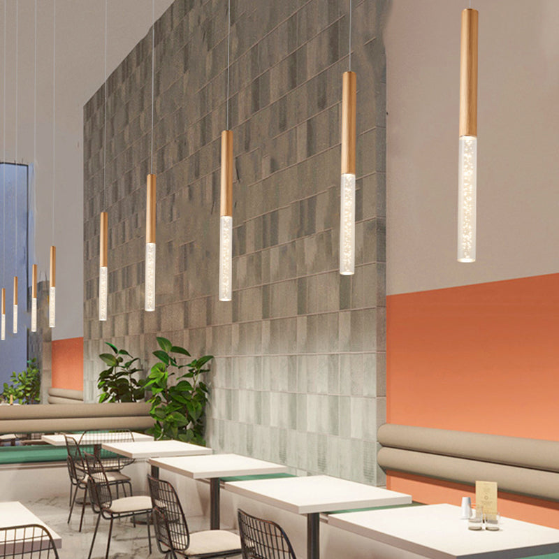 Lámpara colgante de LED acrílico de burbujas de aire 23.6 "H Minimalismo Nórdico Estilo Cilíndrico Luz colgante para comedor