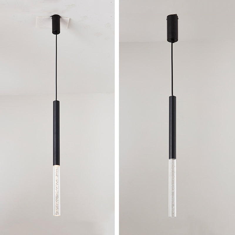 Lámpara colgante de LED acrílico de burbujas de aire 23.6 "H Minimalismo Nórdico Estilo Cilíndrico Luz colgante para comedor