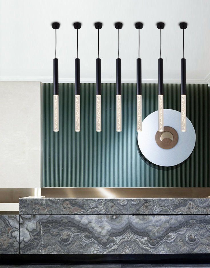 Lámpara colgante de LED acrílico de burbujas de aire 23.6 "H Minimalismo Nórdico Estilo Cilíndrico Luz colgante para comedor