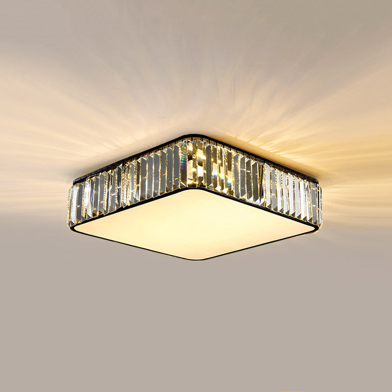 Plafonnier LED carré en cristal, plafonnier en fer forgé de Style concis et moderne pour le salon