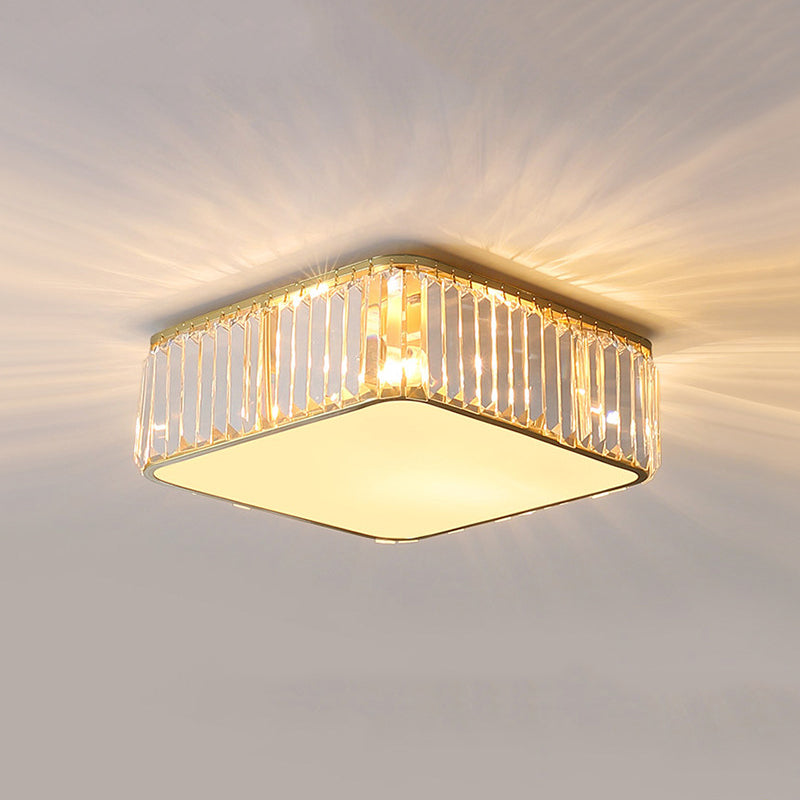 Plafonnier LED carré en cristal, plafonnier en fer forgé de Style concis et moderne pour le salon