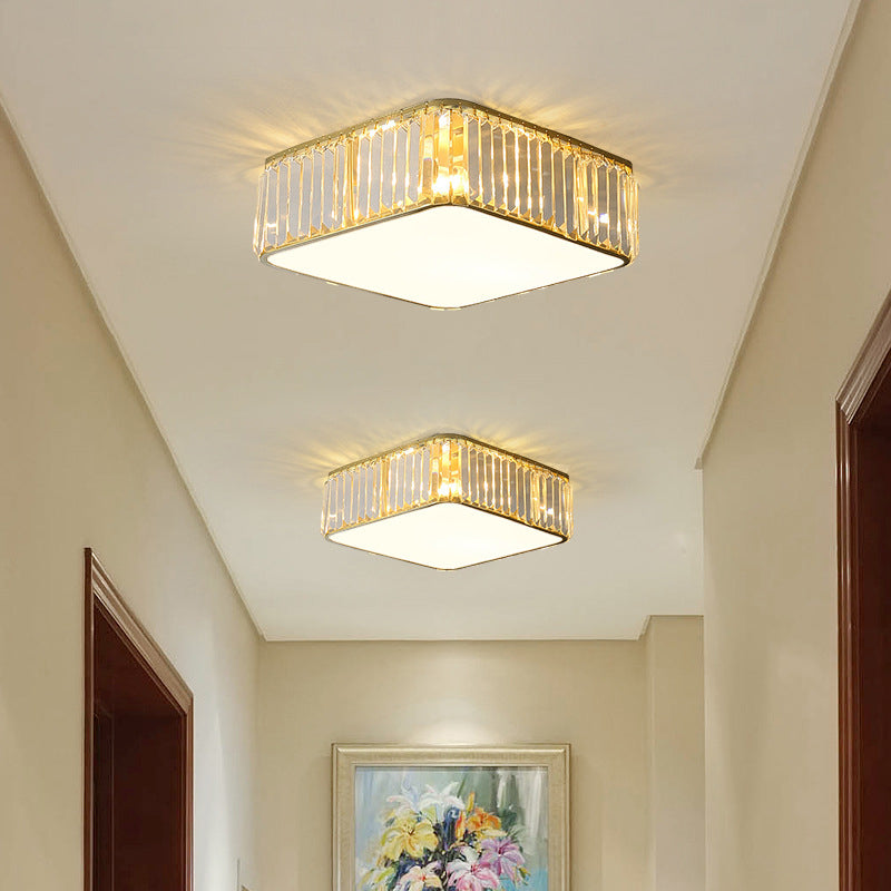Plafonnier LED carré en cristal, plafonnier en fer forgé de Style concis et moderne pour le salon