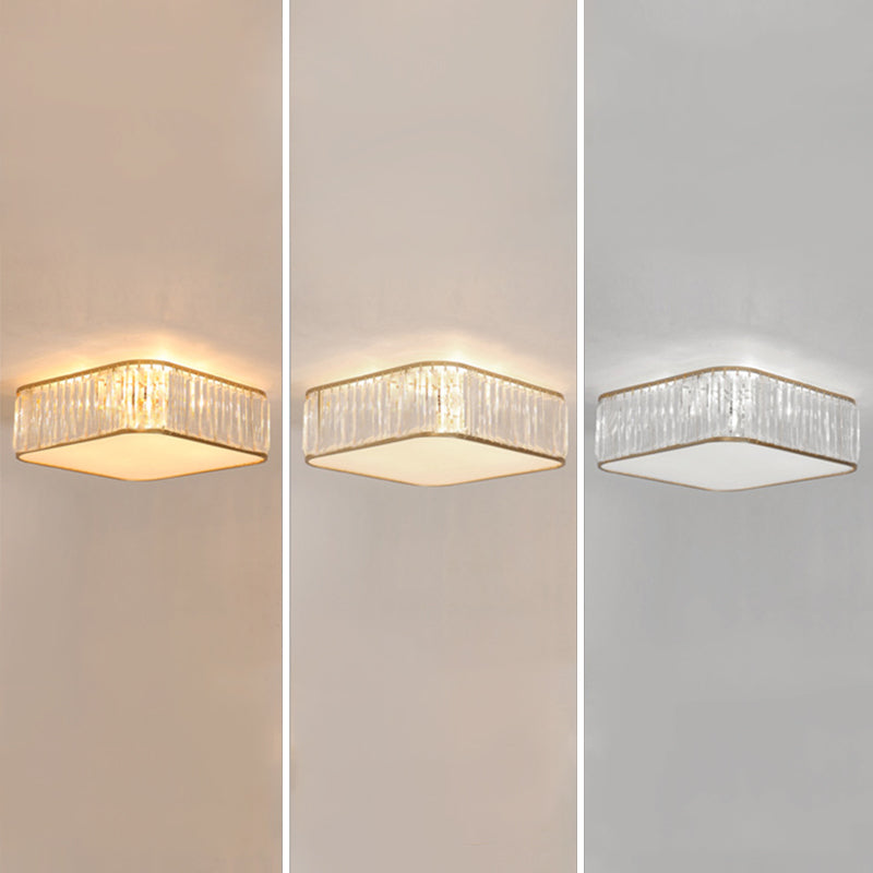 Plafonnier LED carré en cristal, plafonnier en fer forgé de Style concis et moderne pour le salon