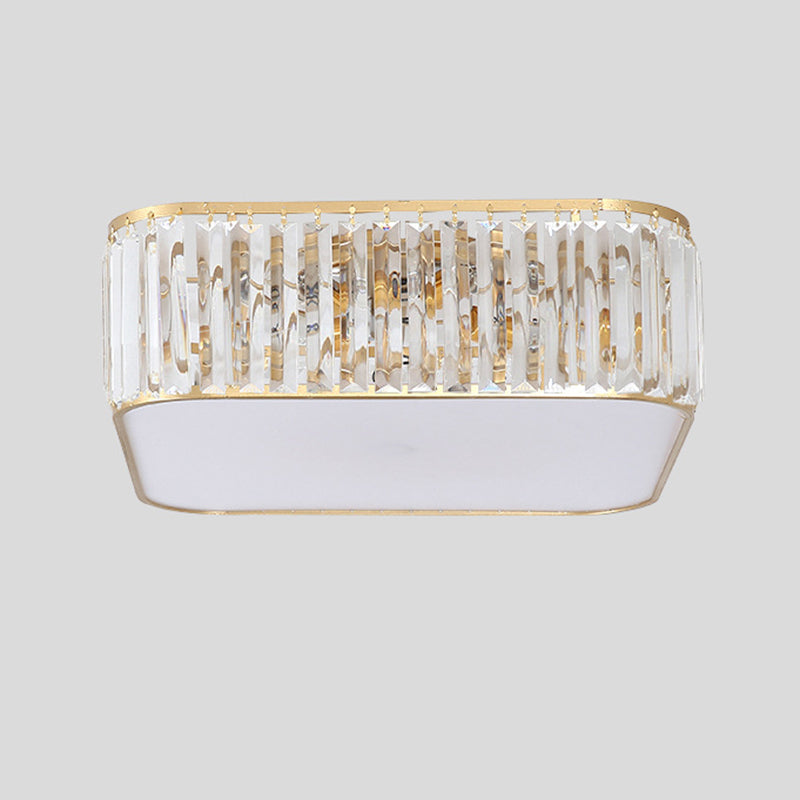 Plafonnier LED carré en cristal, plafonnier en fer forgé de Style concis et moderne pour le salon