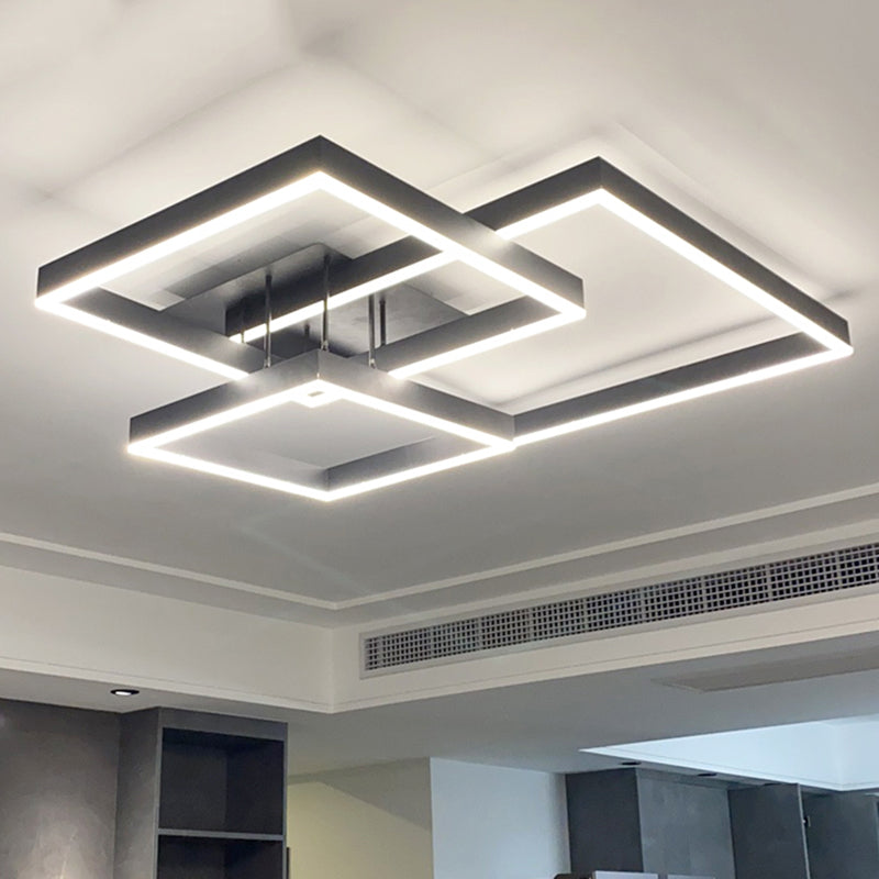 Luz empotrada LED moderna para sala de estar, luz acrílica geométrica de 3 luces montada en el techo