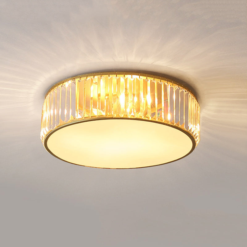 Circular Crystal LED Ceiling Fixture in Modern Luxury Style Wrought Iron Ceiling Light for Interior Spaces