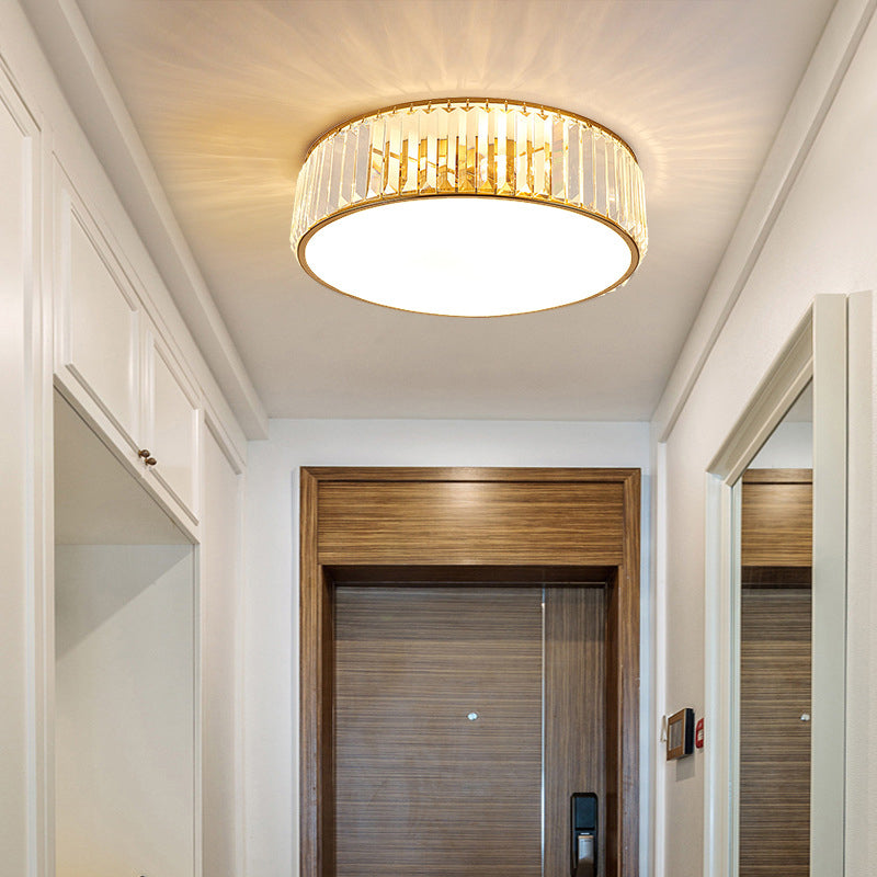 Circular Crystal LED Ceiling Fixture in Modern Luxury Style Wrought Iron Ceiling Light for Interior Spaces