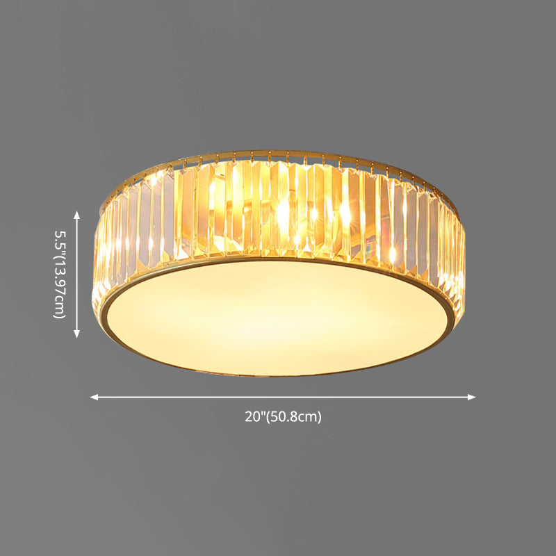 Circular Crystal LED Ceiling Fixture in Modern Luxury Style Wrought Iron Ceiling Light for Interior Spaces