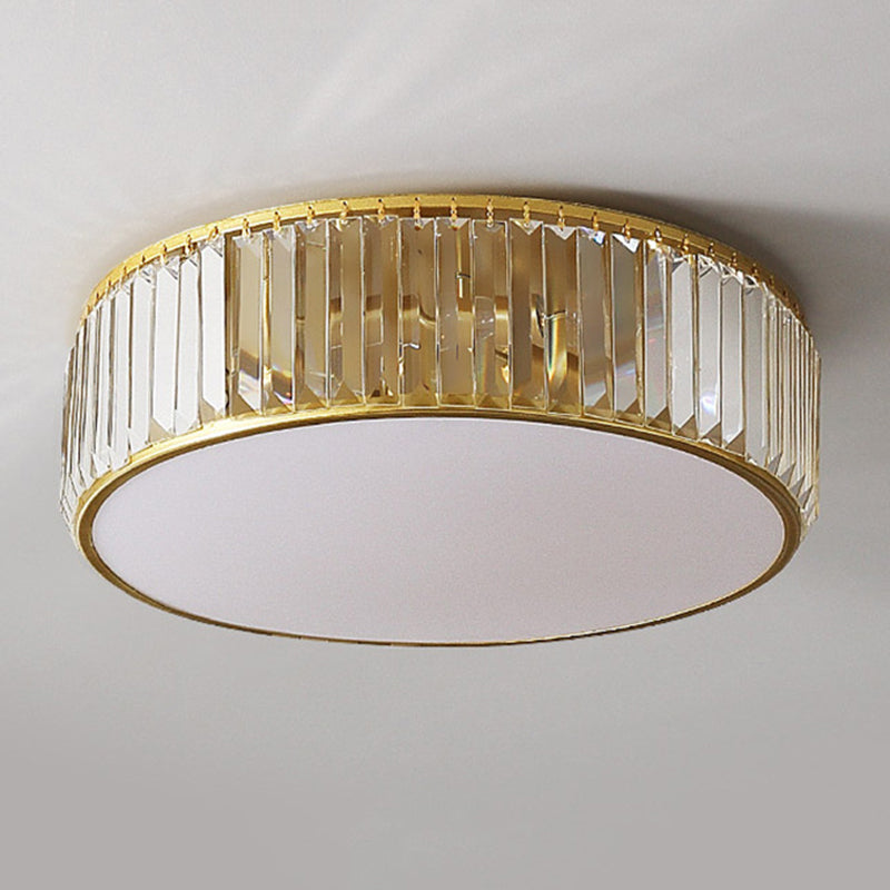 Circular Crystal LED Ceiling Fixture in Modern Luxury Style Wrought Iron Ceiling Light for Interior Spaces