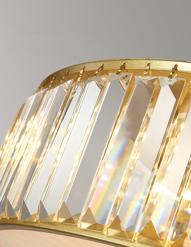 Circular Crystal LED Ceiling Fixture in Modern Luxury Style Wrought Iron Ceiling Light for Interior Spaces