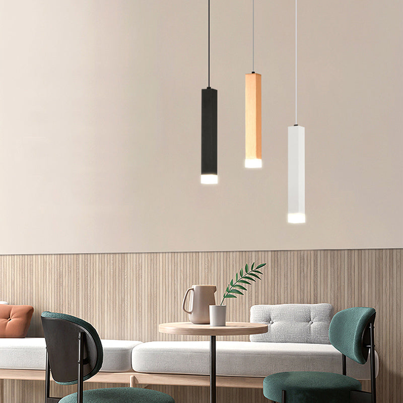 Metall rechteckige Rohranhänger minimalistische LED -LED -Beleuchtung zum Abendessen