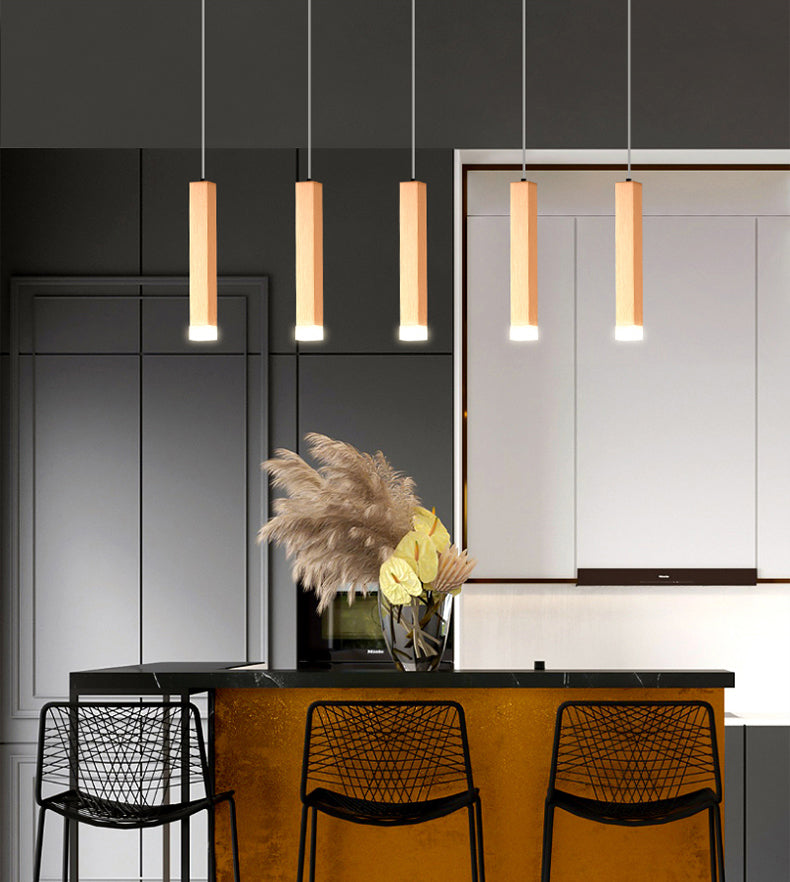 Metall rechteckige Rohranhänger minimalistische LED -LED -Beleuchtung zum Abendessen