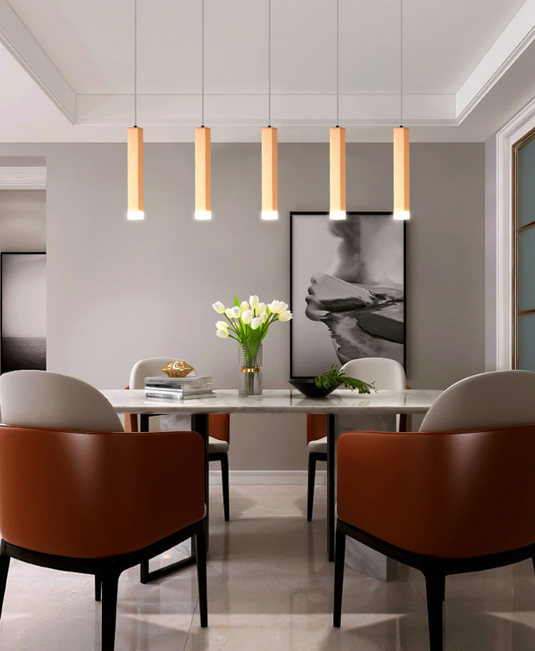 Metall rechteckige Rohranhänger minimalistische LED -LED -Beleuchtung zum Abendessen