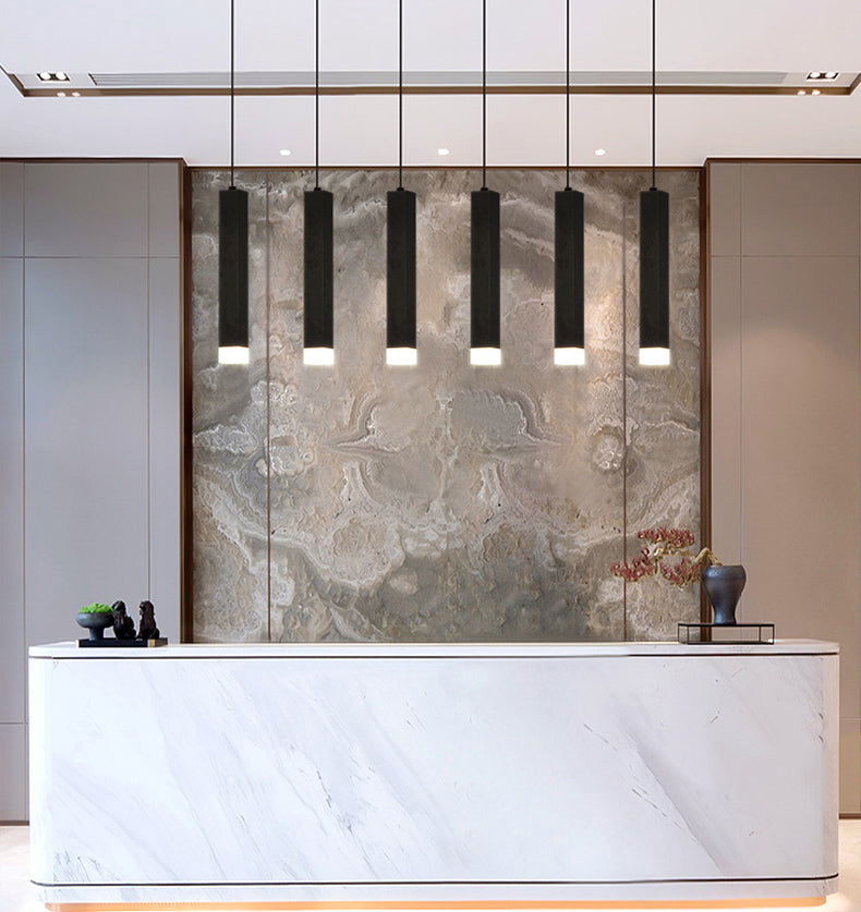 Metall rechteckige Rohranhänger minimalistische LED -LED -Beleuchtung zum Abendessen