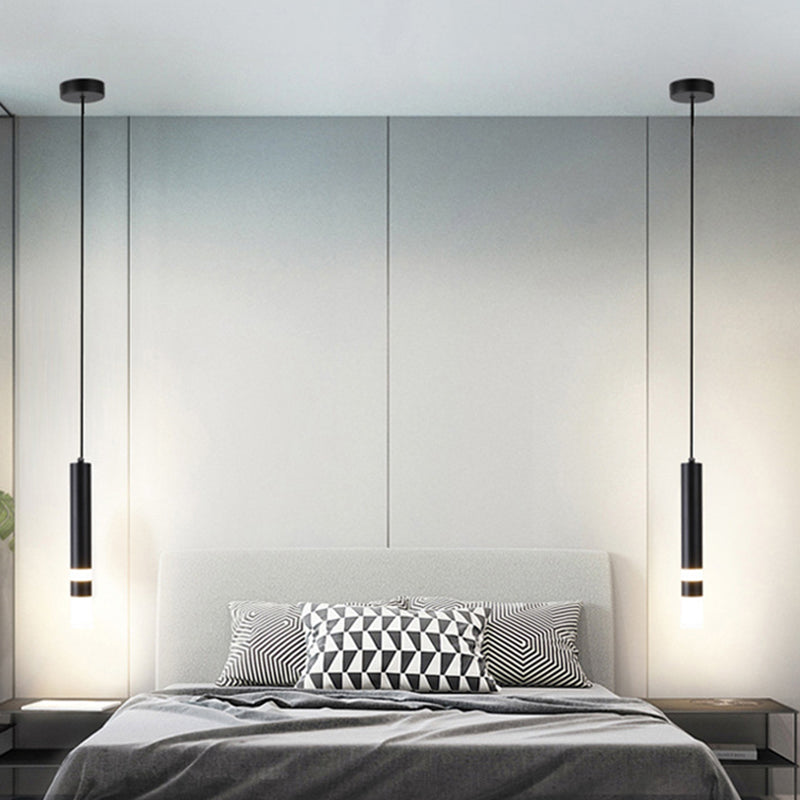 Nordischer zylindrischer Anhänger Beleuchtung Metall Küchenbar LED Downlight in Schwarz