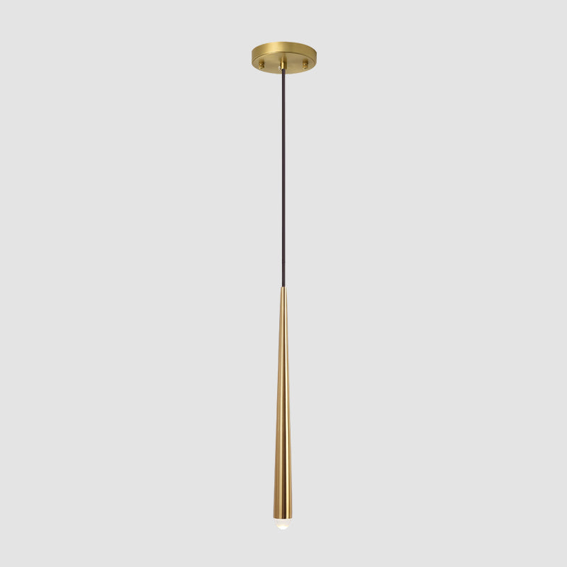 Lange kegel messing led hangend licht lampje Noordse stijl minimalisme metalen hanger lamp met kristalschaduw