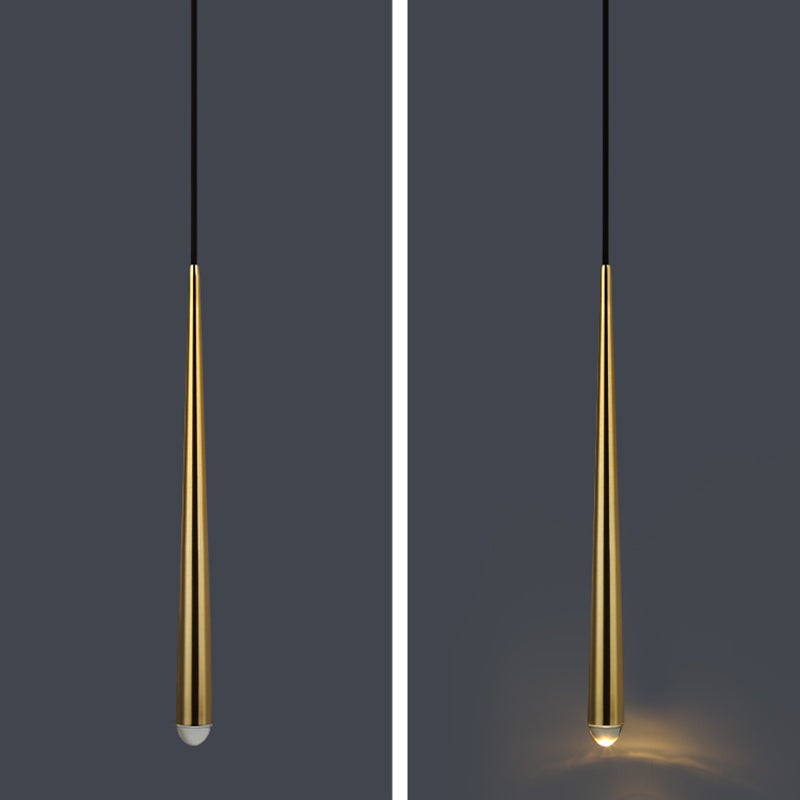 Lange kegel messing led hangend licht lampje Noordse stijl minimalisme metalen hanger lamp met kristalschaduw
