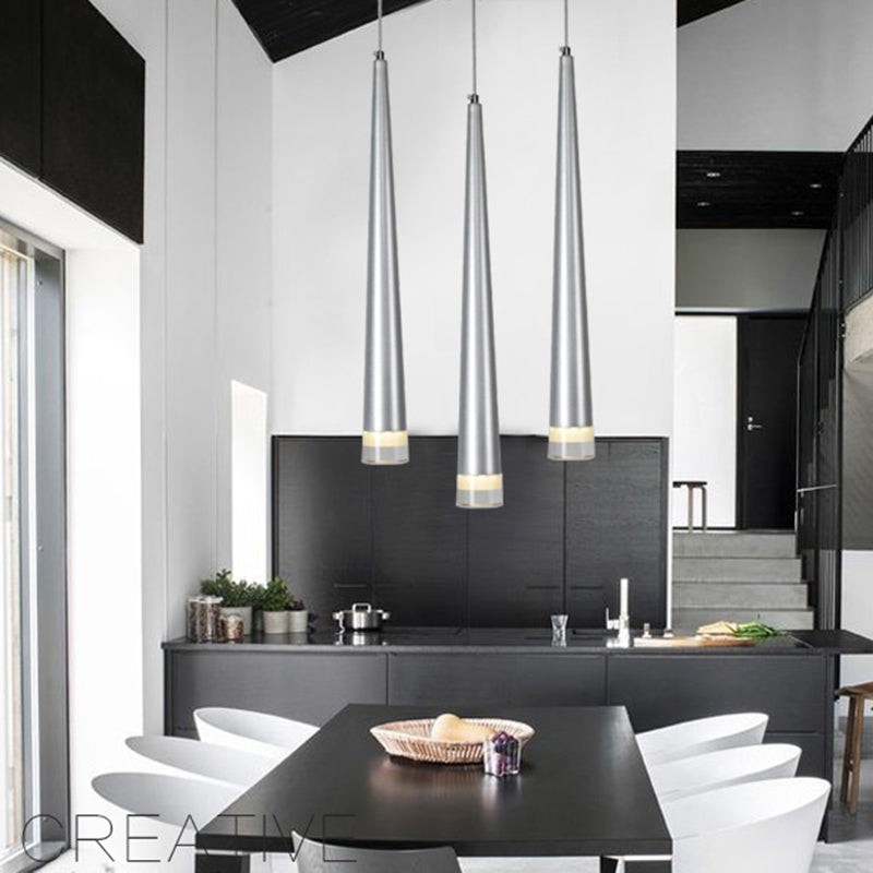 Minimalisme Conische led hangende licht moderne stijl lange kegelverlichtingsarmatuur met kristallen lampenkap