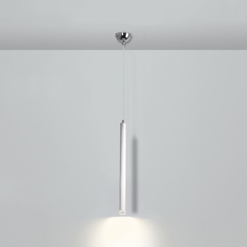 Minimalismo Cilíndrico LED Luz colgante Estilo moderno Alimento de tira larga con pantalla de lámpara de cristal