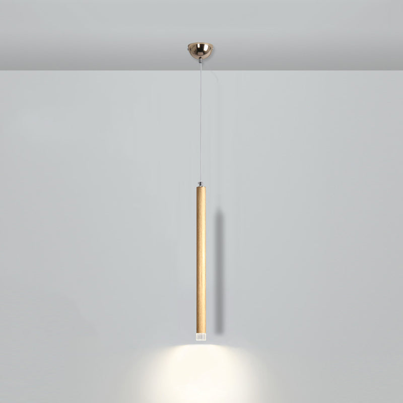 Minimalismo Cilíndrico LED Luz colgante Estilo moderno Alimento de tira larga con pantalla de lámpara de cristal