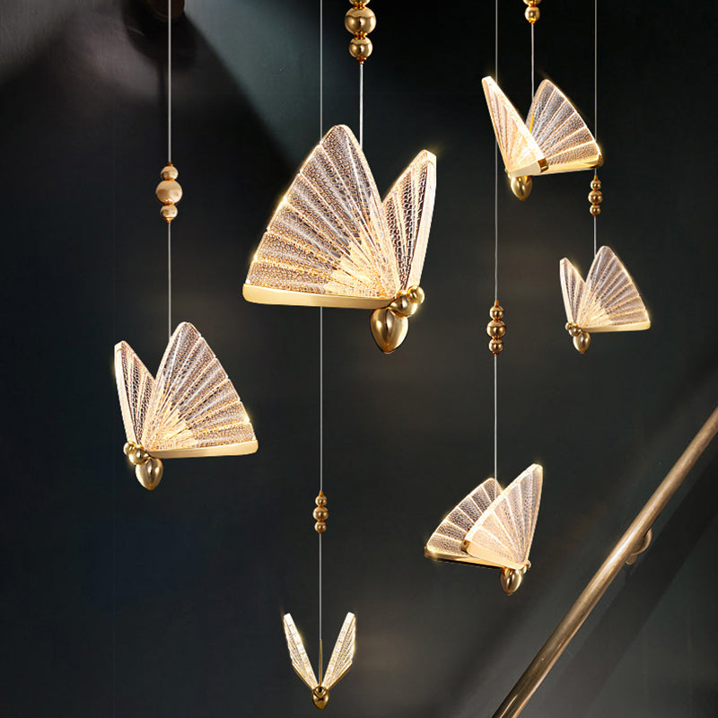 8.6 "brede acryl vlinder hangend licht leuntstijl eenvoud verlichtingsarmatuur voor coffeeshop restaurant