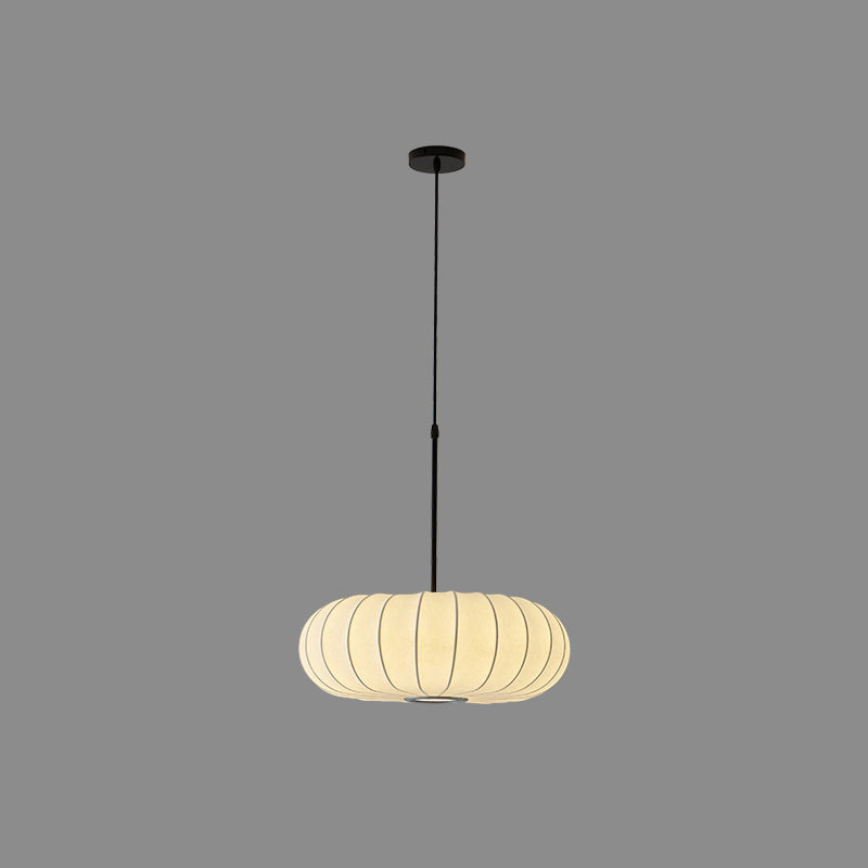 Witte pompoenvormige hangende lamp eenvoud 1 licht zijden plafond hanger voor theesalon