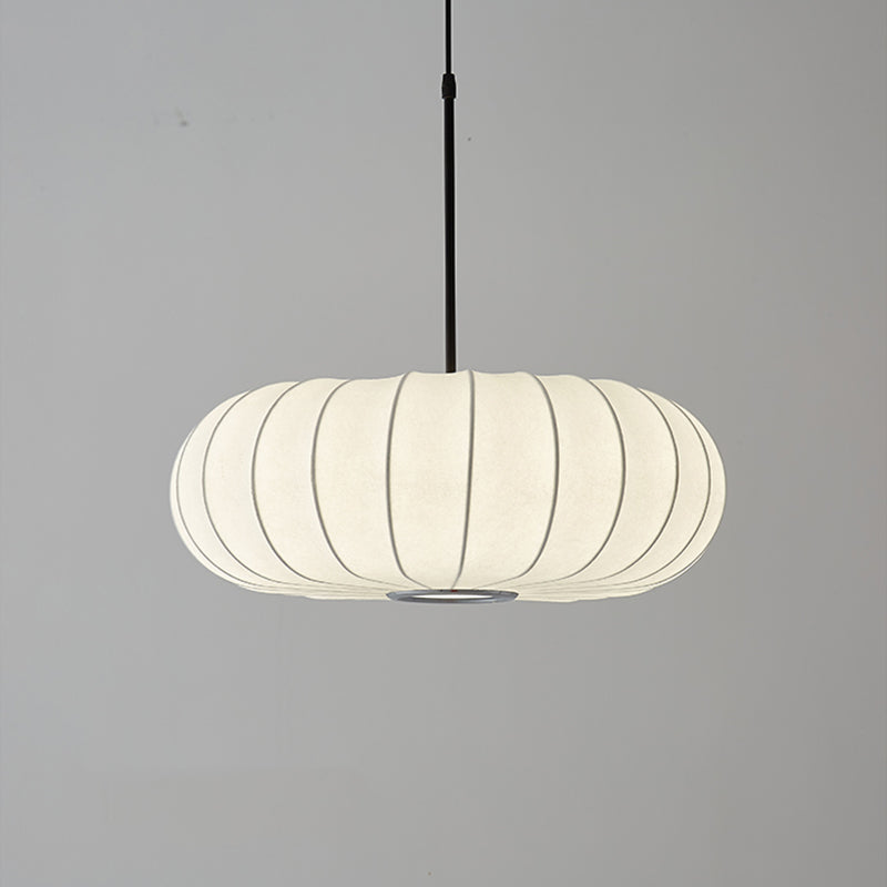 Lámpara colgante en forma de calabaza blanca Simplicidad de techo de seda de 1 luces para salón de té